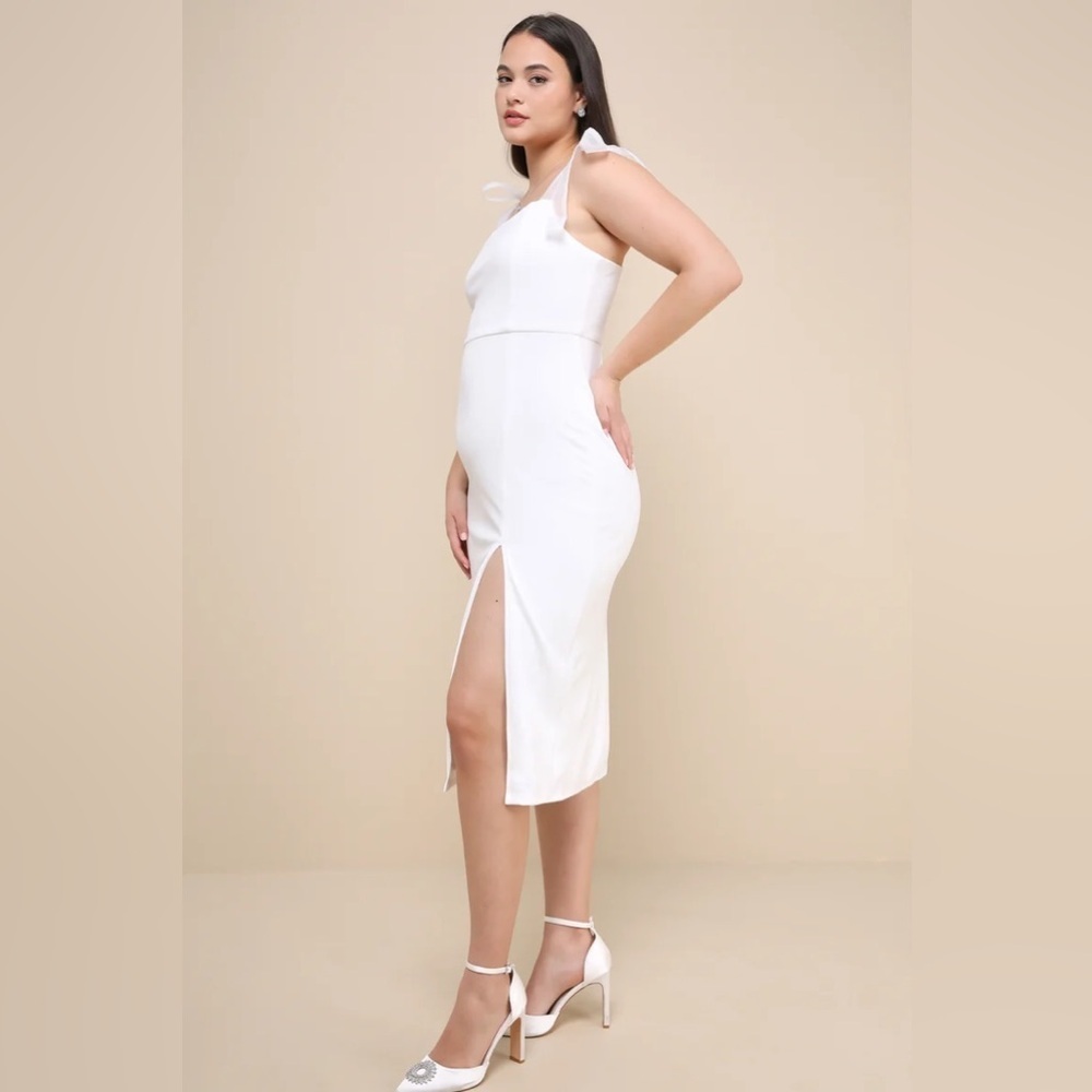 Lulus Romantic Celebration White Tie-Strap Bodycon
Midi Dress - Picture 7 of 11